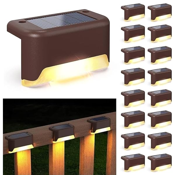 Image of FIND STUFF Solar Deck Lights Solar Step Lights Outdoor Waterproof Led Solar Fence Lamp for Patio