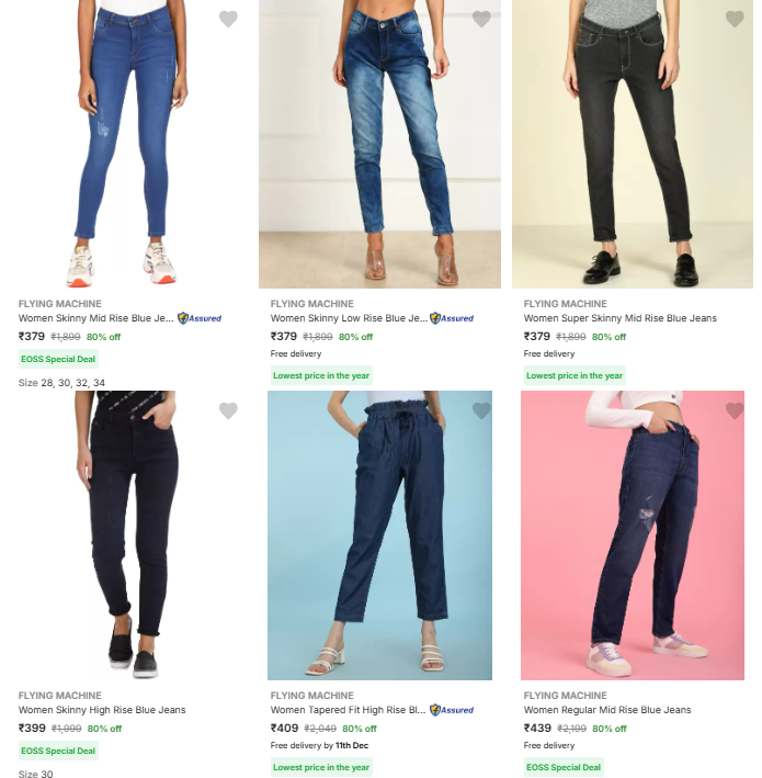 Image of FLYING MACHINE Brand Women's Jeans @ Flat 80% Discount