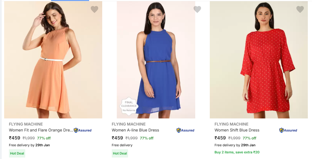 Image of FLYING MACHINE Dresses And Gowns Strats Price @ ₹459