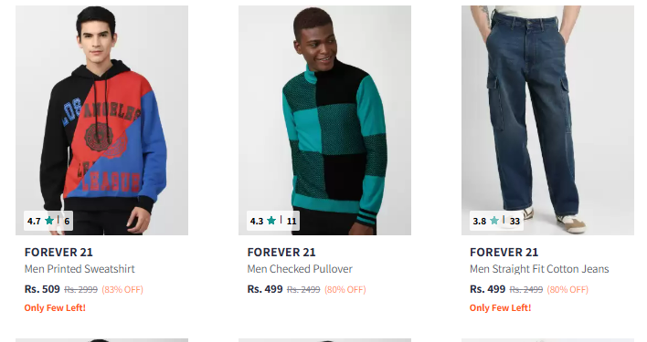 Image of FOREVER 21 Men Fashion Sweatshirt Starting @ ₹509