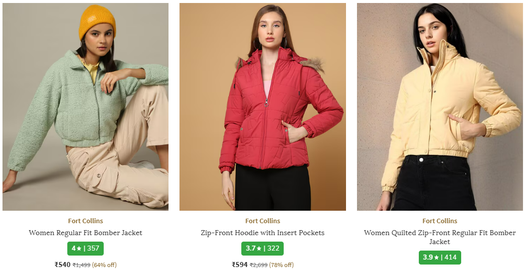 Image of FORT COLLINS Women Bomber Jacket Minimum 60% Discount 