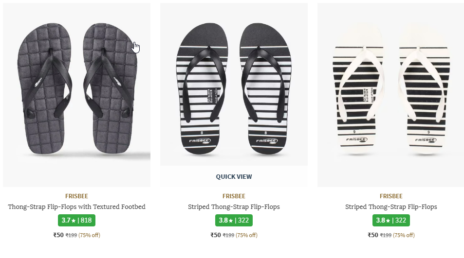 Image of FRISBEE Striped Thong-Strap Flip-Flops Starting @ ₹50 