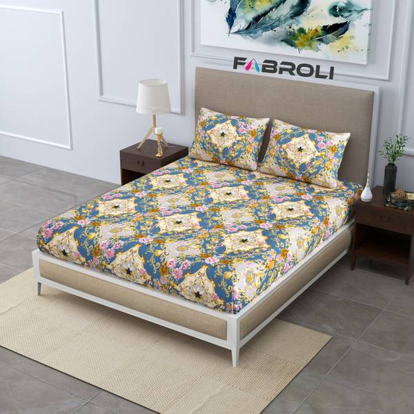 Image of Fabroli Cotton Double Printed Flat Bedsheet 300 TC