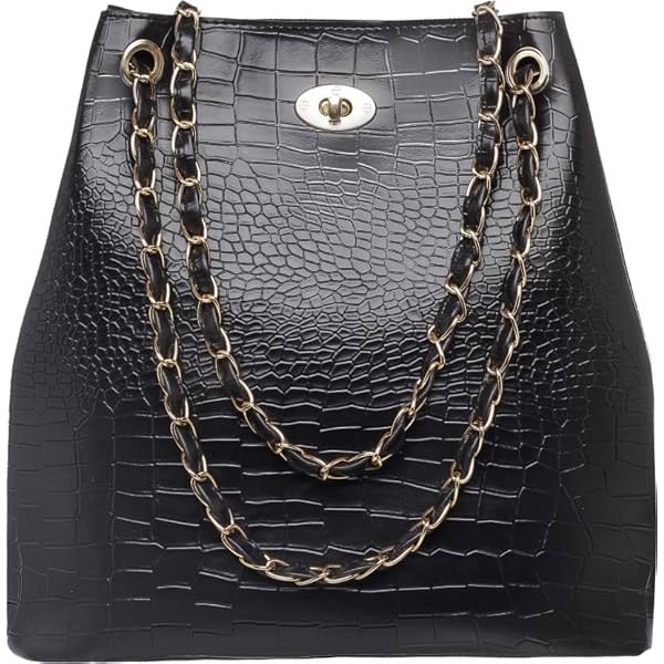 Image of Fargo Leatherette Handbags For Women's Ladies Croco_ChainStrap.