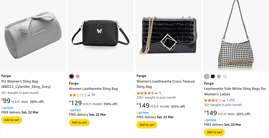 Image of Fargo Women Sling Bag Starting @ ₹99