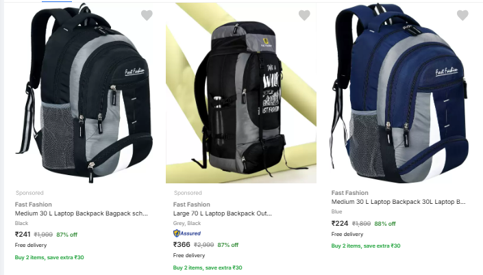 Image of Fast Fashion Medium Backpack Bagpack Minimum 80% Discount