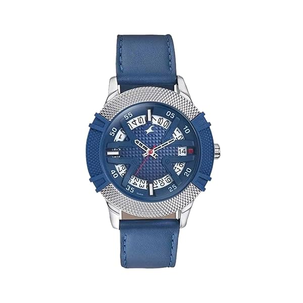 Image of Fastrack Dial It Up Quartz Analog with Date Blue Dial Leather Strap Watch