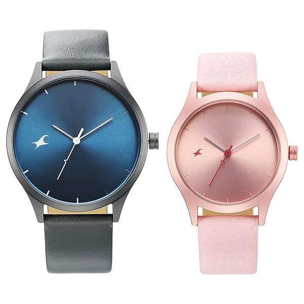 Image of Fastrack Mixmatched Couple Leather Analog Watches