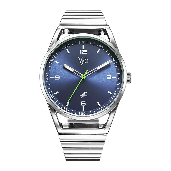 Image of Fastrack Vyb Quartz Analog Blue Dial Steel Sheet Metal Strap Watch for Men-FV30006SM01W