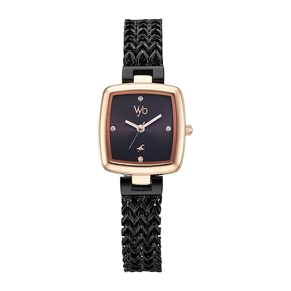 Image of Fastrack Vyb Women's Watch (Black Dial, Black Chain Bracelet Strap)