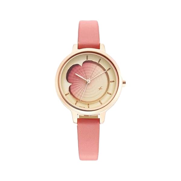 Image of Fastrack Women Leather Analog Red Dial Watch-6264Wl01, Band Color-Pink