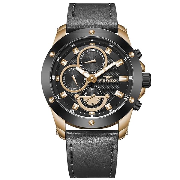 Image of Ferro Spezia Analog Black Dial Men's Watch-FM1513B-R