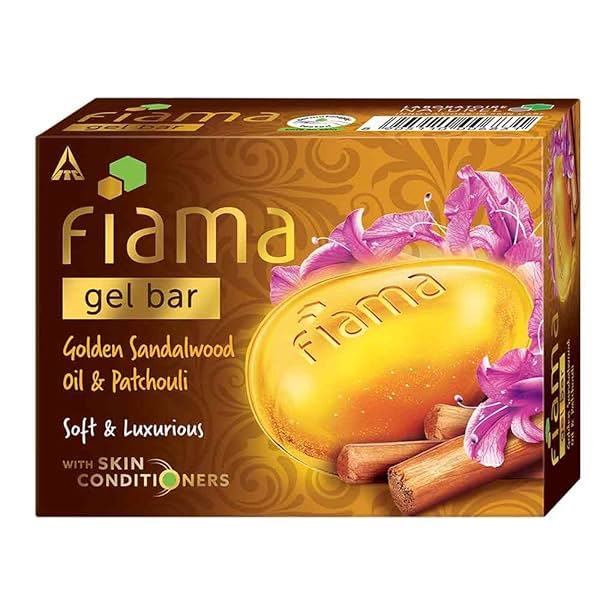 Image of Fiama Gel Bathing Bar Golden Sandalwood Oil and Patchouli with Skin Conditioners for Moisturized