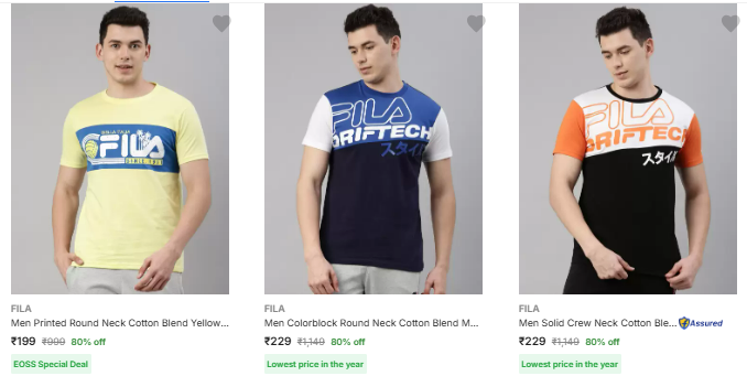 Image of Fila Brand Men's T-Shirts @ Up to 80% Discount