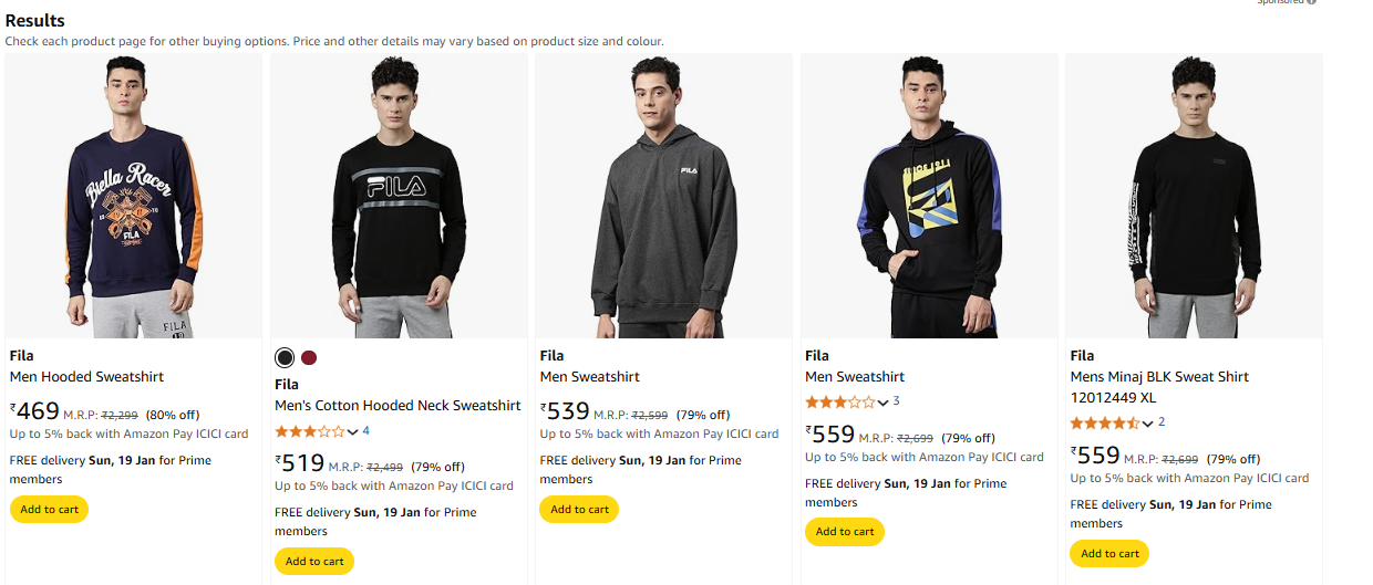 Image of Fila Men Sweatshirt up to 80% discount