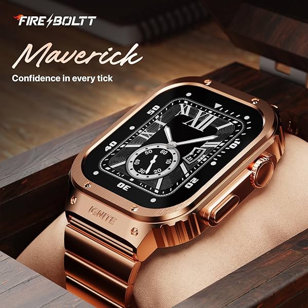 Image of Fire-Boltt Maverick Smartwatch 51.308mm (2.02 inch) IPS Display, Voice Assistant (Rose Gold)