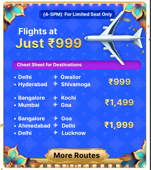 Image of Flipkart Flight BBD offer: Book Flight Tickets @ ₹999