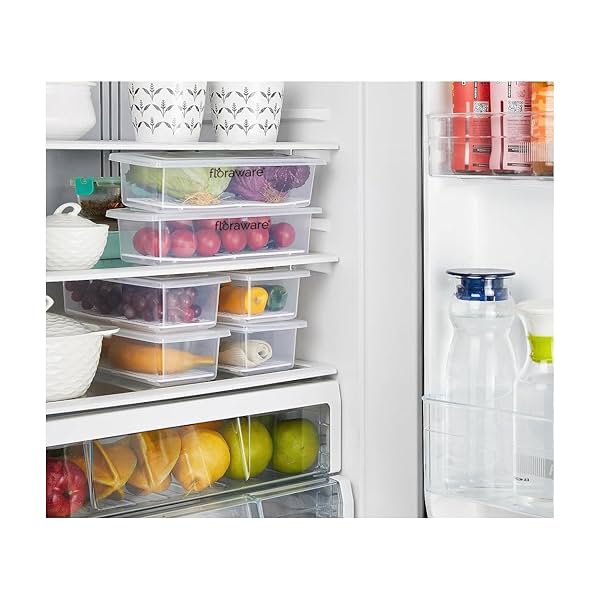 Image of Floraware Fridge Storage Box, Multipurpose Box with Drain Plate at Bottom 1400ml BPA Free Pack of 8