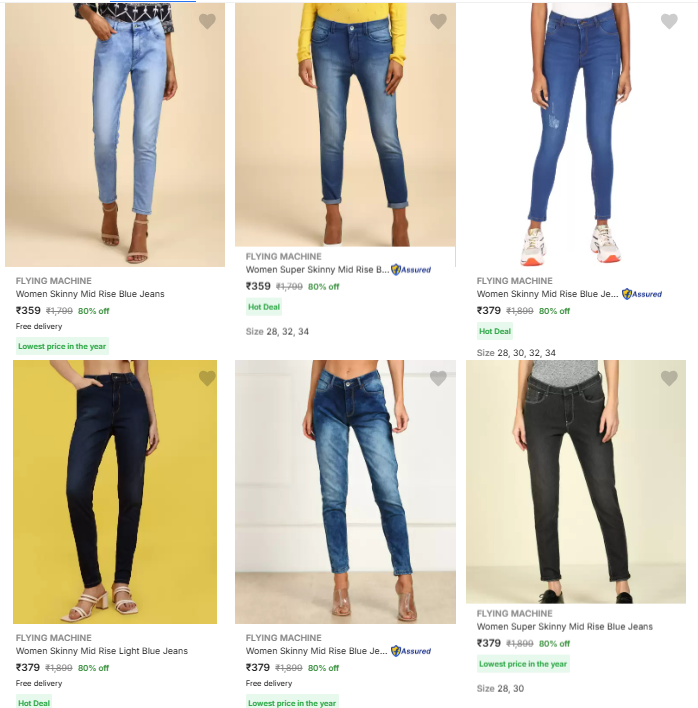 Image of Flying Machine Brand Women's Jeans @ Flat 80% Discount