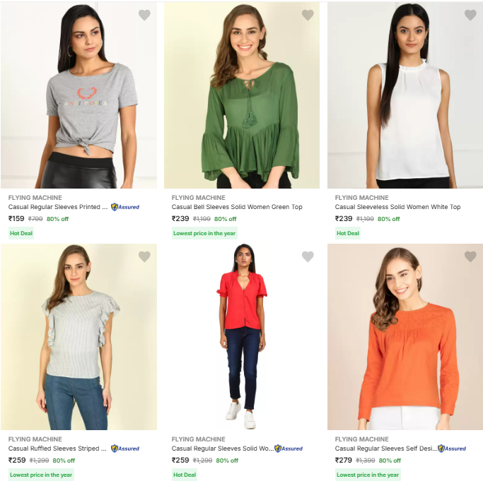 Image of Flying Machine Brand Women's Tops @ Flat 80% Discount