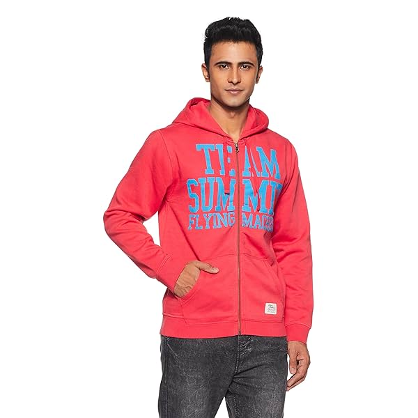 Image of Flying Machine Men's 100% Polyester Hooded Neck Sweatshirt 