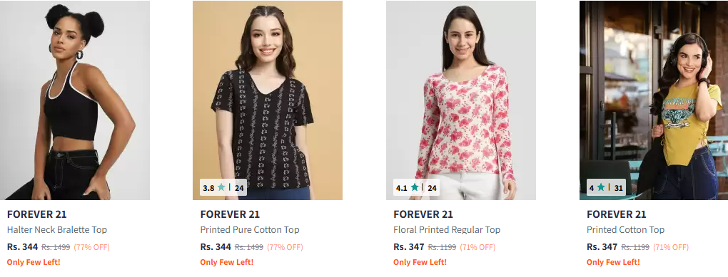 Image of Forever 21 Women's Fashion Tops Minimum 70% Discount