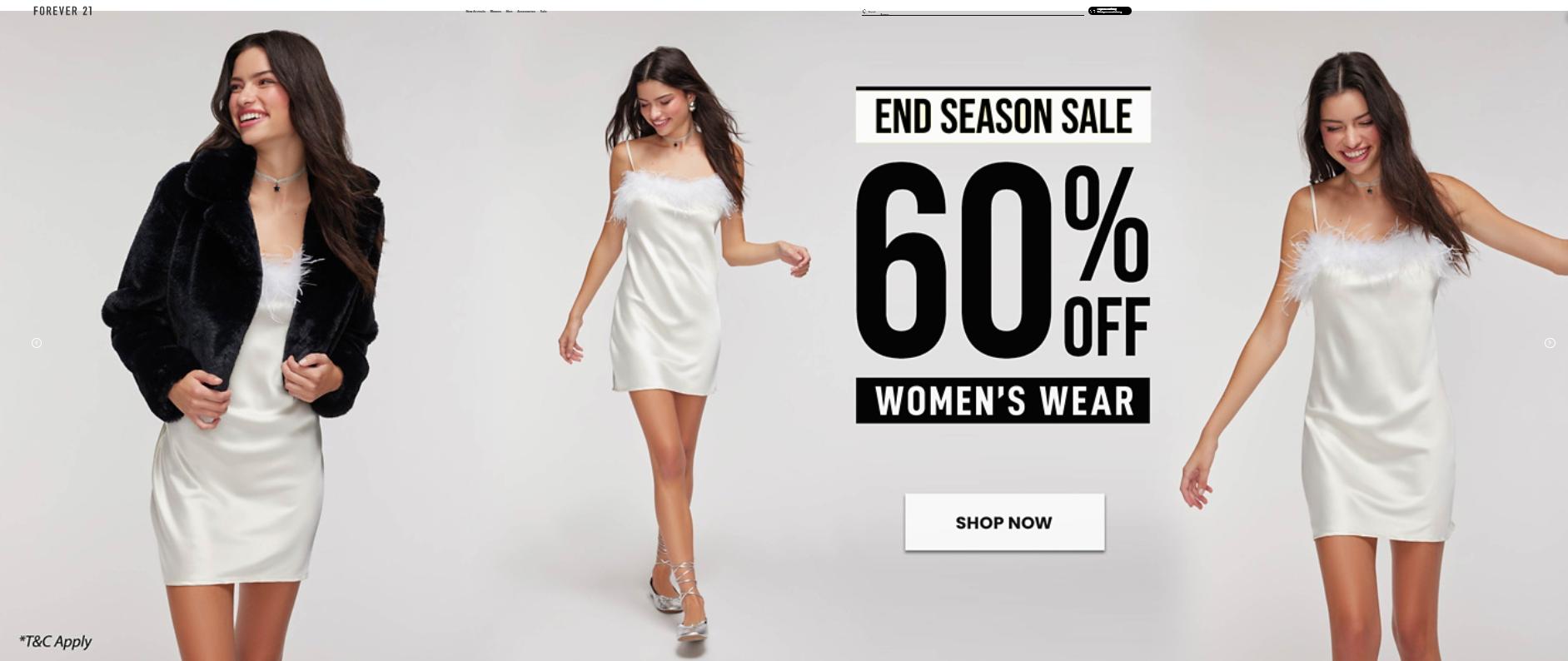 Image of Forever21 END SEASON SALE : 60% off on women's wear