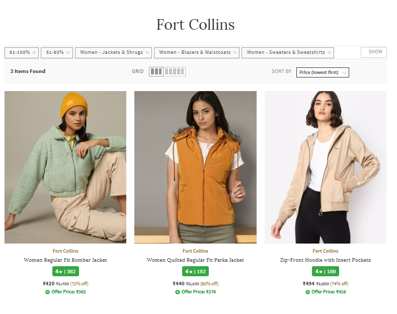 Image of Fort Women,s Collins Jackets Starting At ₹311