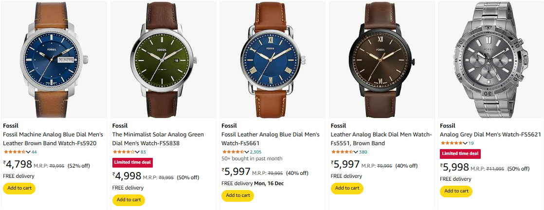 Image of Fossil Men Analog Watch up to 52% Discount