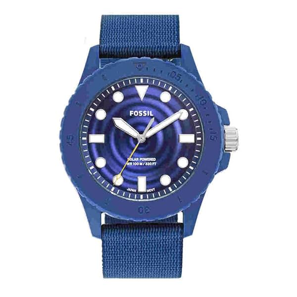 Image of Fossil Plastic Fb-01 Analog Blue Dial & Band Men's Watch-Fs5893