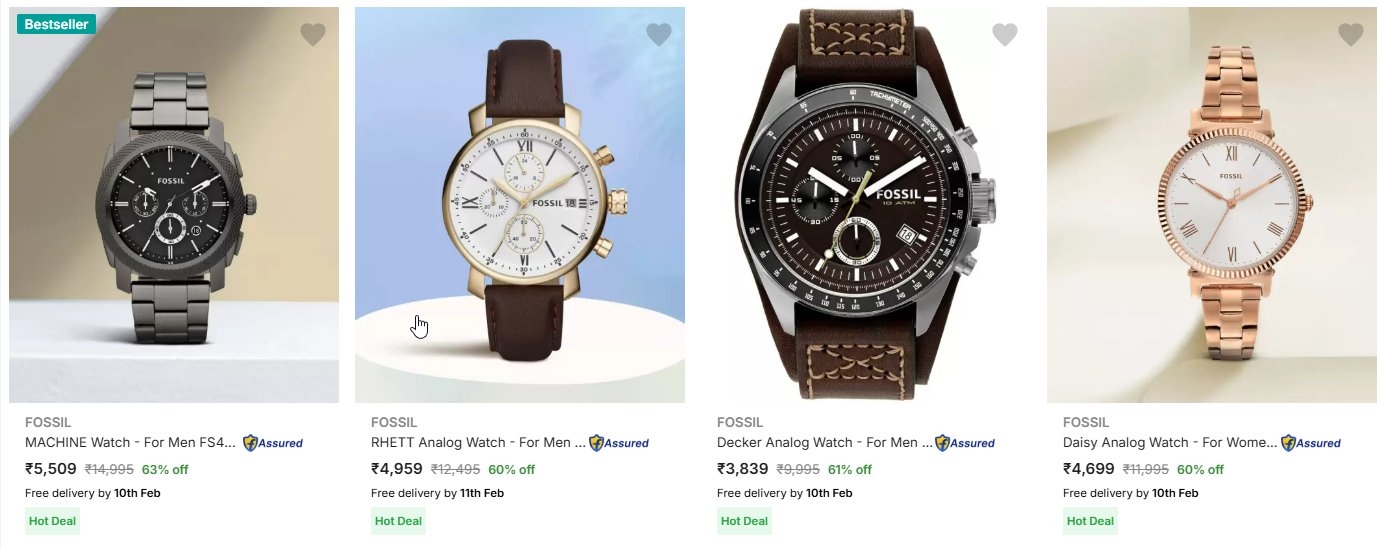 Image of Fossil Wrist Watches minimum 60% Discount