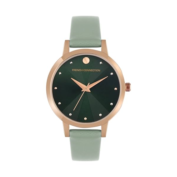 Image of French Connection Leather Analog Green Dial Women's Watch-Fcn00017H, Band_Brown