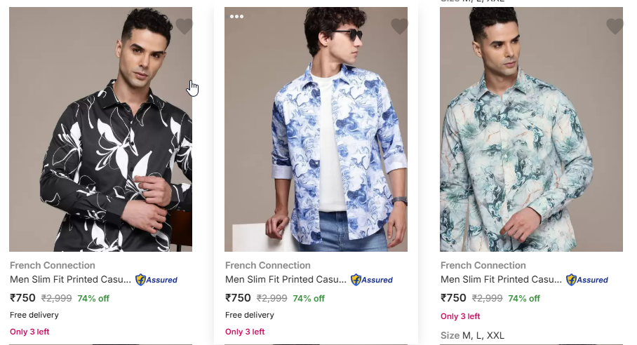 Image of French Connection Men Slim Fit Printed Casual Shirt up to 74% Discount