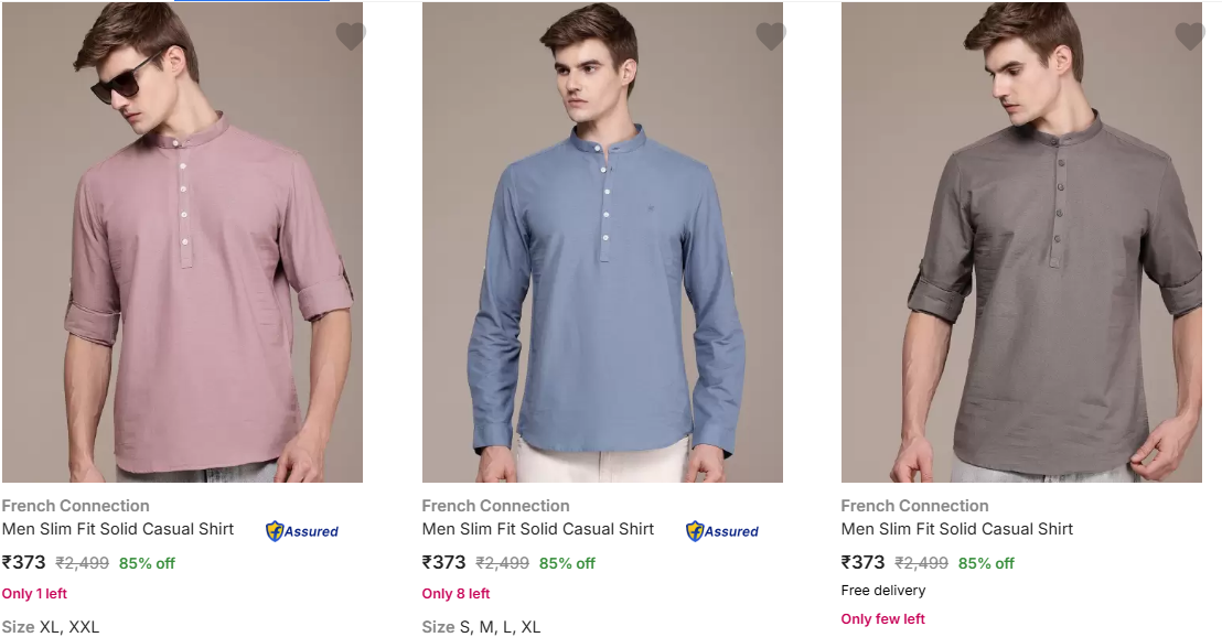 Image of French Connection Men Solid Casual Shirt Starting Price ₹373