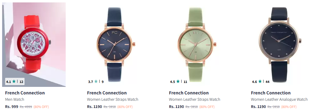 Image of French Connection Men's & Women's Analogue Watch Minimum 80% Discount 