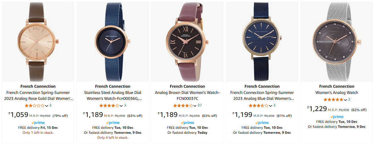 Image of French Connection Women's Watches upto 83% Discount