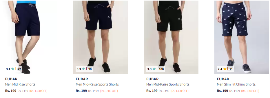 Image of Fubar Shorts For Men Starting @ ₹199