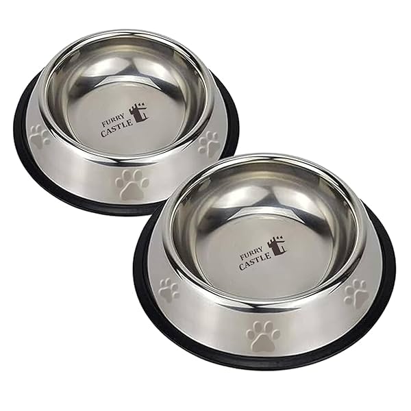 Image of Furry Castle Stainless Steel Dog Bowl 700ml Pack of 2