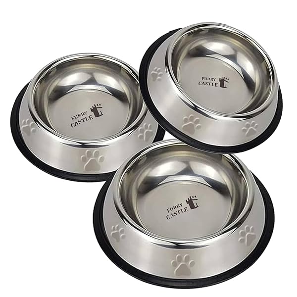 Image of Furry Castle Stainless Steel Dog Bowl 700ml Pack of 3