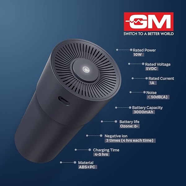 Image of GM Air Purifier Cordless Compact Portable Car Air Purifier