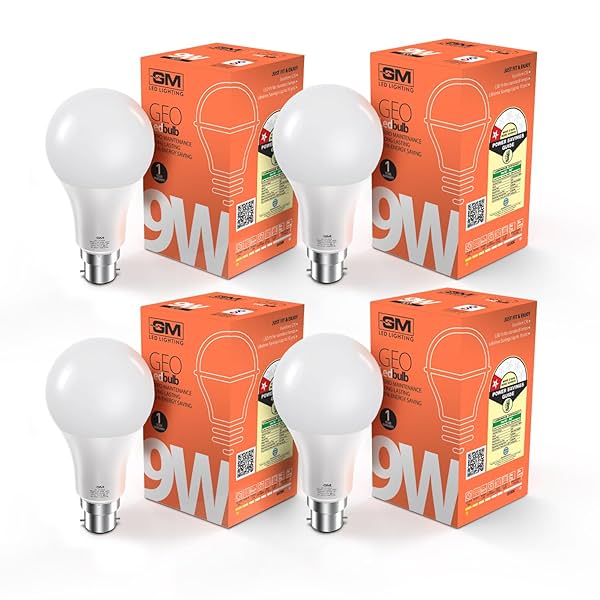 Image of GM GEO 9 Watt LED Bulb White Cool Day Light Pack of 4