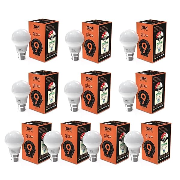 Image of GM GLO 9W LED Bulb 100lm/W 6500K White Cool Day Light Pack of 10