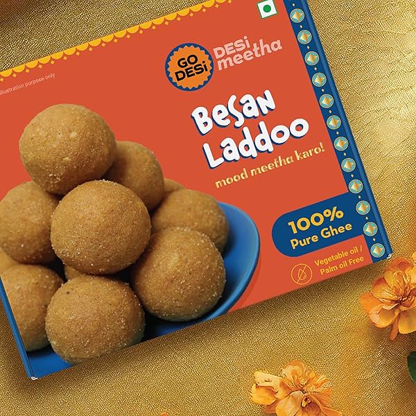 Image of GO DESi Besan Laddu 200 grams, Made with Pure Ghee, Laddoo,