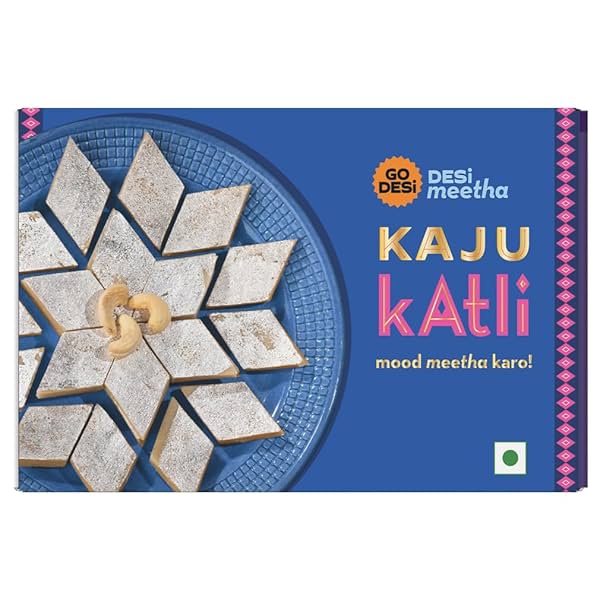 Image of GO DESi Classic Kaju Katli 200 grams, Made with Cashew Nuts, Sweets Indian Mithai, Indian Sweets Gift Pack