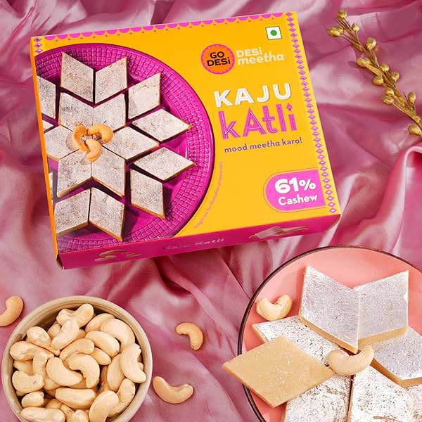 Image of GO DESi Premium Kaju Katli 200 grams, 61% Cashews, DESi Meetha