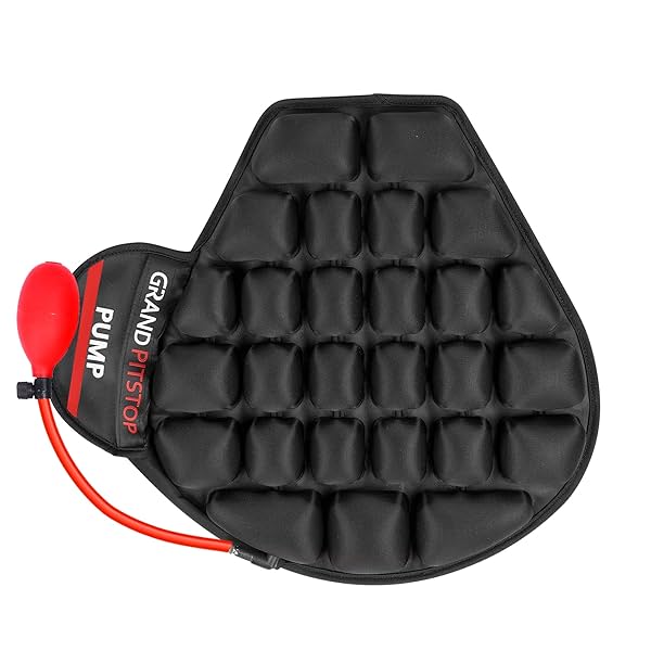 Image of GRAND PITSTOP Polyester Inflatable Air Seat Cushion with Pump|Breathable Mesh Cover&Non-Skid Bottom