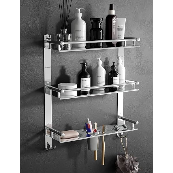 Image of GRIVAN Stainless Steel 3 Layer/3 Tier Multipurpose Bathroom Shelf