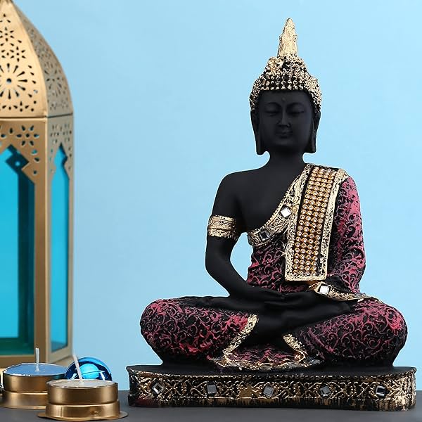 Image of GW Creations Polyresin Sitting Buddha Idol Handcrafted Statue