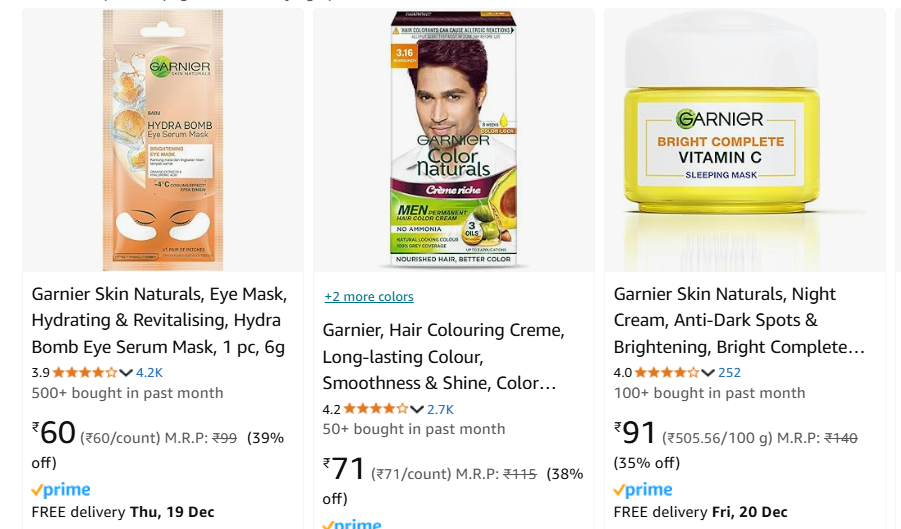 Image of Garnier Beauty Product starting at just ₹60