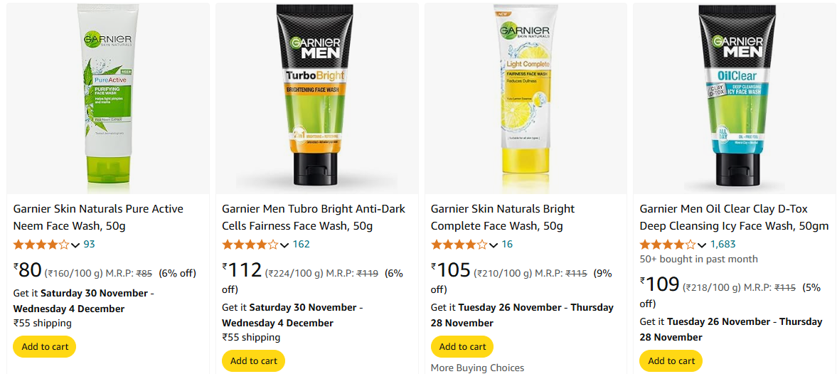 Image of Garnier Face Wash starting at ₹80